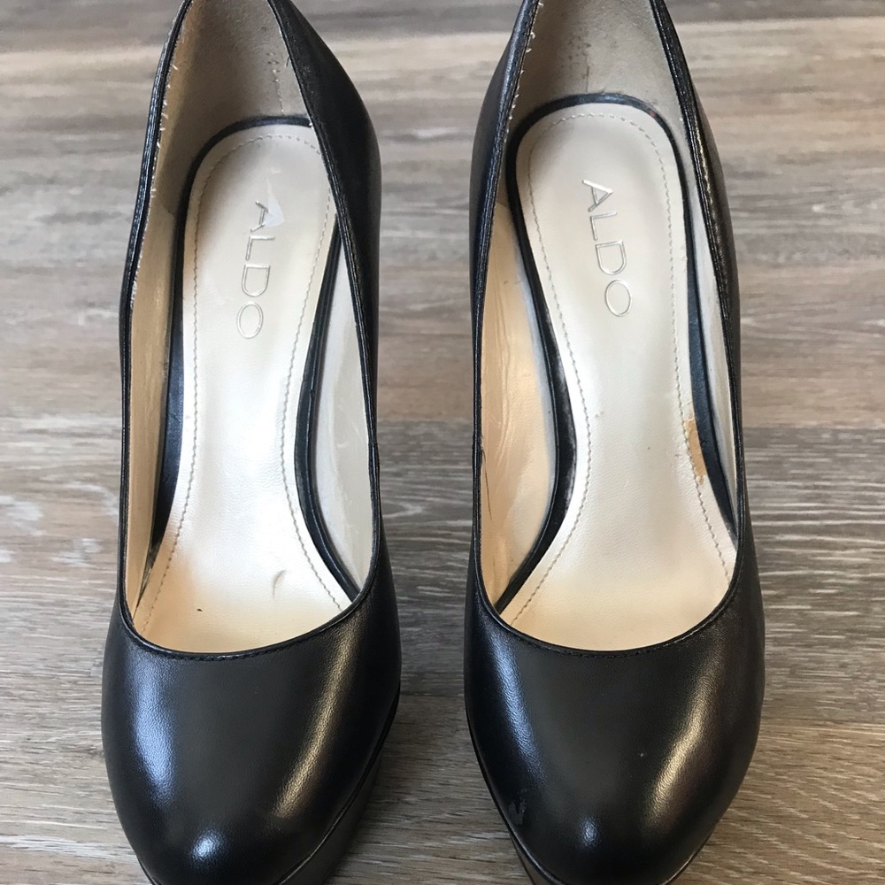 Aldo black platform pumps